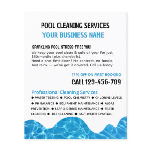 POOL Water, Swimming Pool Cleaning Advertising Fly Flyer