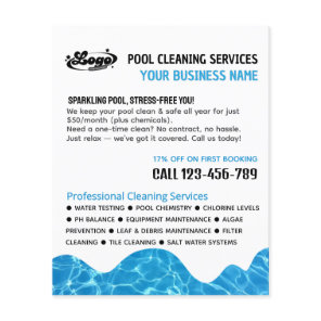 POOL Water, Swimming Pool Cleaning Advertising Fly Flyer
