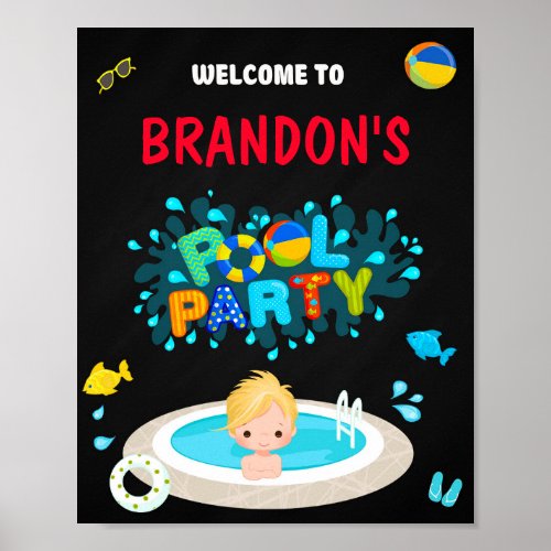 Pool welcome party sign Boy Pool poster Pool party