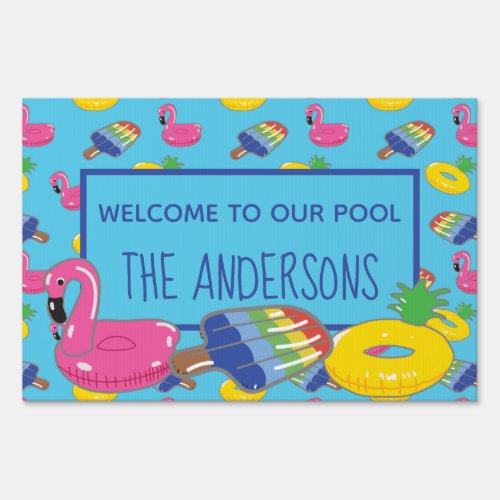 Pool Welcome Sign Bright Colored Pool Floats