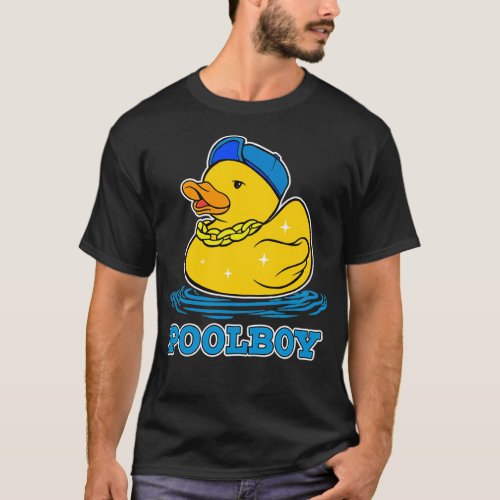Poolboy gangster cool rubber duck with gold chain T_Shirt