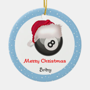 PoolChick Merry Christmas Santaball Personalize Ceramic Ornament