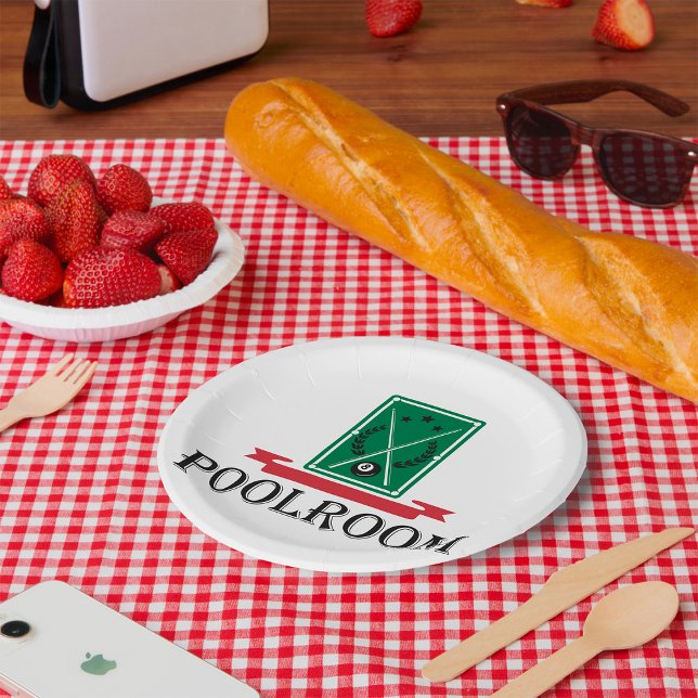 Poolroom Billiards Classic 8 Ball Paper Plates (Creator Uploaded)