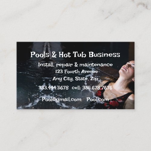 Pools Hot Tub Sauna Construction Repair Service Bu Business Card