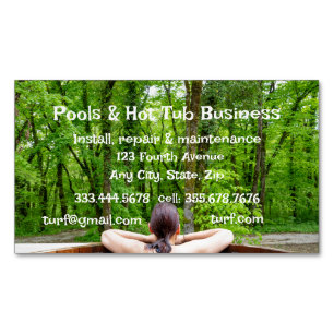 Pools Hot Tub Sauna Construction Repair Service Bu Business Card Magnet