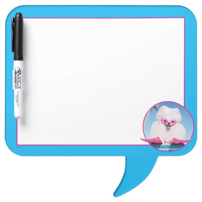 Poolside Dog In Flippers Dry Erase Board (Front)