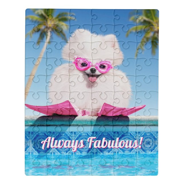 Poolside Dog In Flippers Jigsaw Puzzle (Puzzle Vertical)