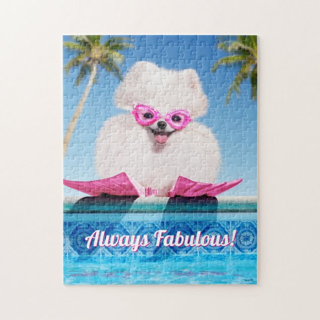 Poolside Dog In Flippers Jigsaw Puzzle (Vertical)