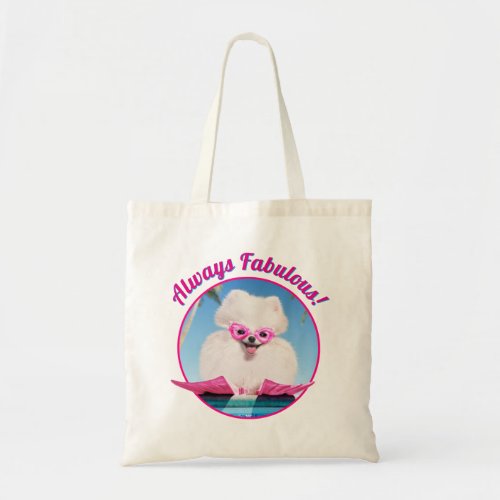 Poolside Dog In Flippers Tote Bag