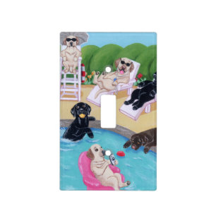 Poolside Party Labradors Painting Light Switch Cover