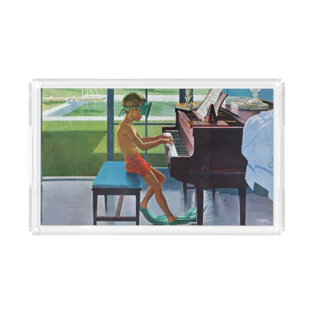 Poolside Piano Practice Acrylic Tray (Front)