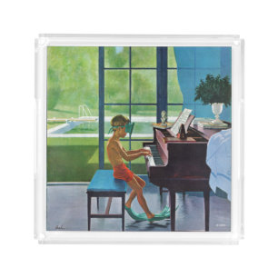 Poolside Piano Practice Acrylic Tray