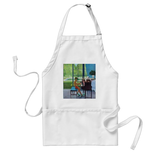 Poolside Piano Practice Adult Apron (Front)
