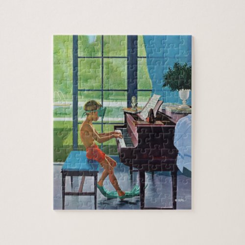 Poolside Piano Practice Jigsaw Puzzle