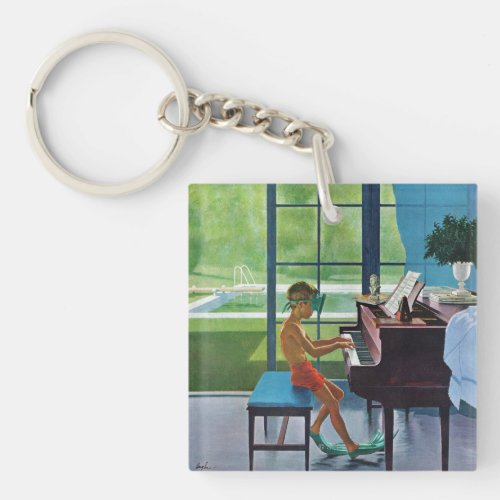 Poolside Piano Practice Keychain