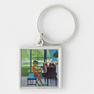 Poolside Piano Practice Keychain