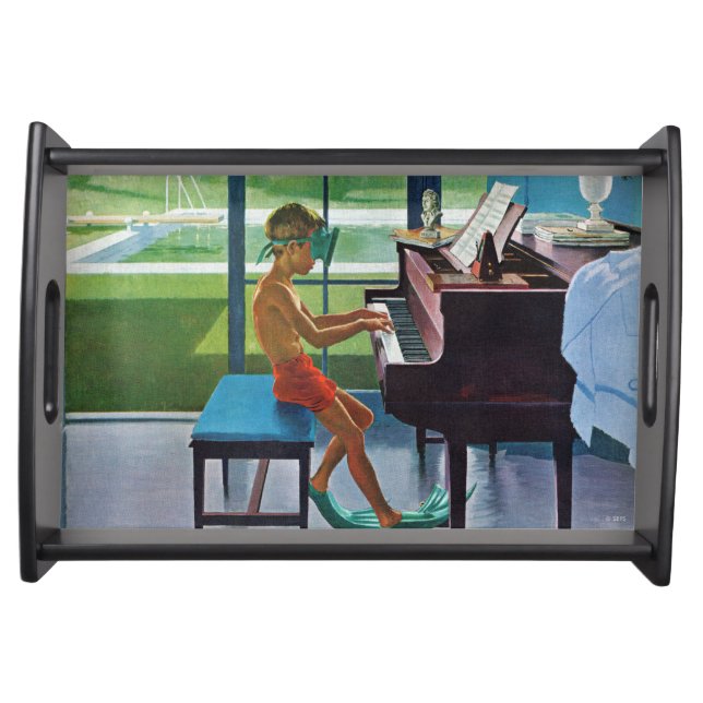 Poolside Piano Practice Serving Tray (Front)