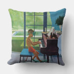Poolside Piano Practice Throw Pillow at Zazzle