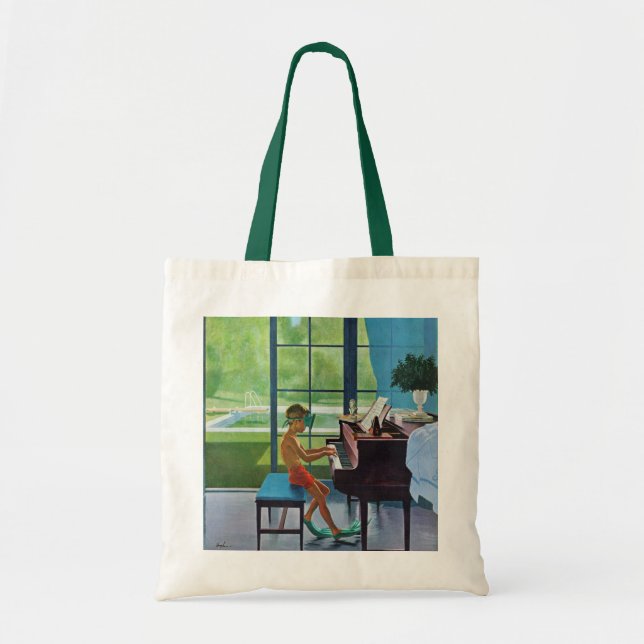 Poolside Piano Practice Tote Bag (Front)