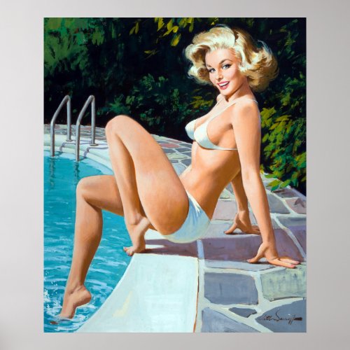 Poolside Pin Up Poster