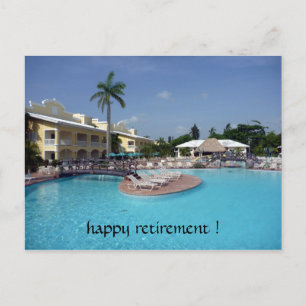 poolside retirement postcard