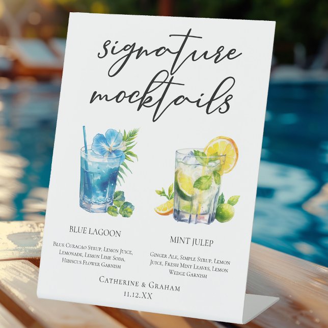 Poolside Signature Mocktails Summer Menu Pedestal Sign (Creator Uploaded)