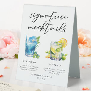 Poolside Signature Mocktails Summer Menu Table Tent