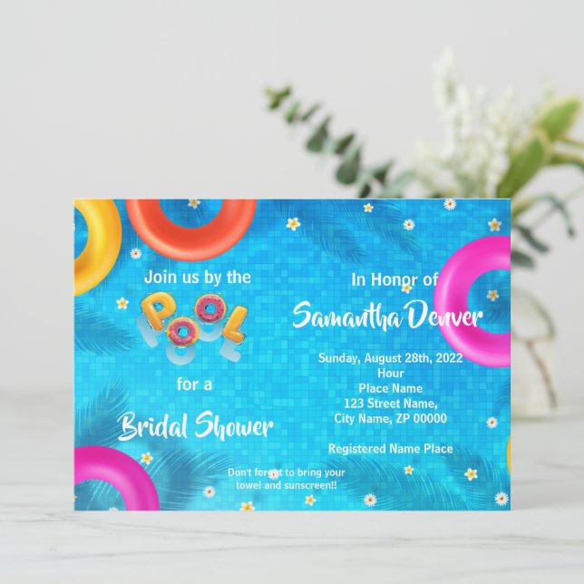 Poolside Summer Bridal Shower  Invitation (Standing Front)