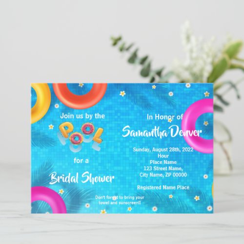 Poolside Summer Bridal Shower  Invitation