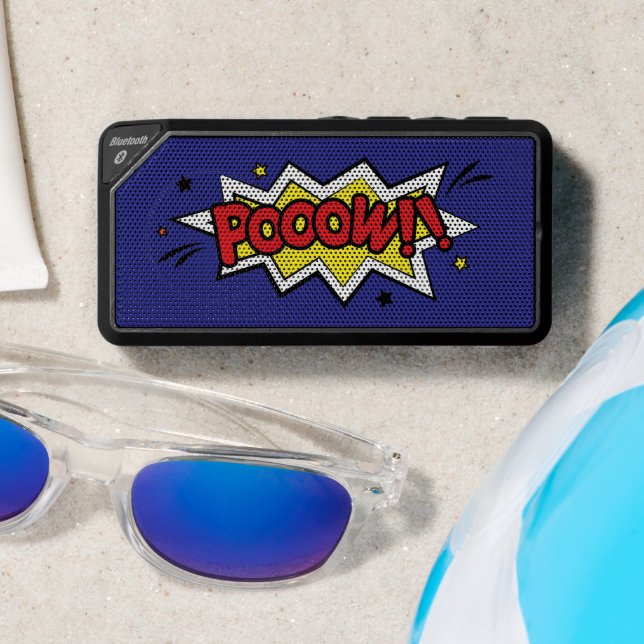 "Pooow" Cartoon Graphic on Bluetooth Speaker (Insitu(Beach))