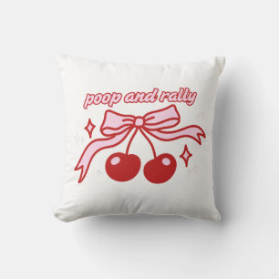 Poop and Rally Baby Print Cute Pink Cherry Throw Pillow