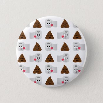 Poop Emoji And Toilet Tissue Paper Button by ShawlinMohd at Zazzle