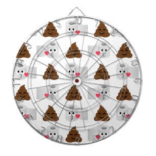poop emoji and toilet tissue paper dart board