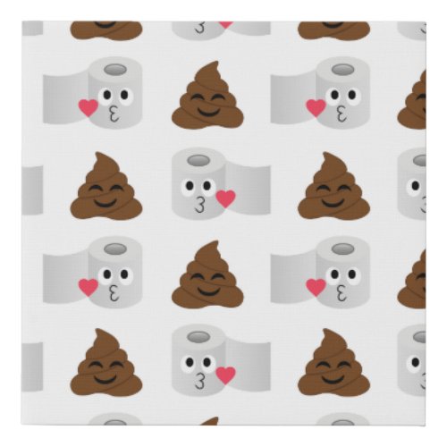 poop emoji and toilet tissue paper faux canvas print