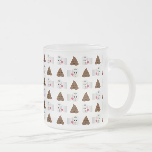 poop emoji and toilet tissue paper frosted glass coffee mug