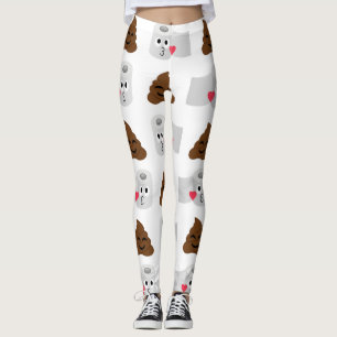 poop emoji and toilet tissue paper leggings