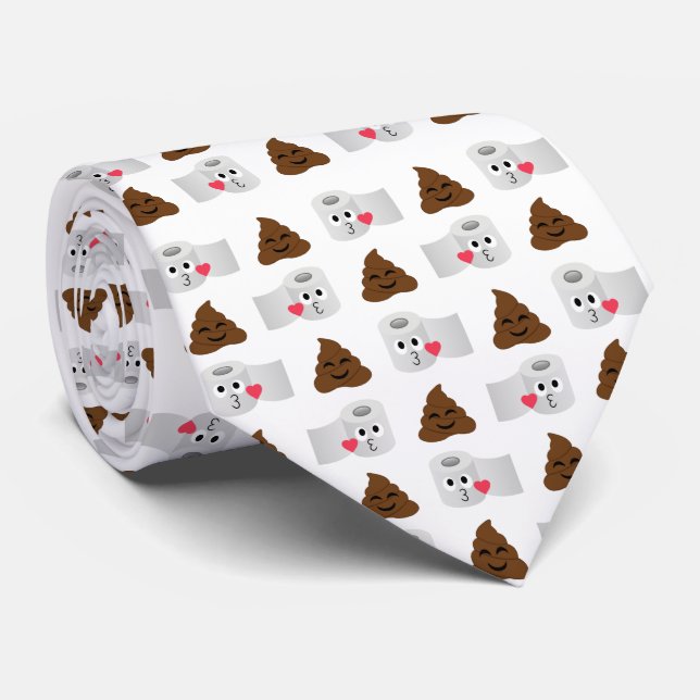 poop emoji and toilet tissue paper neck tie (Rolled)