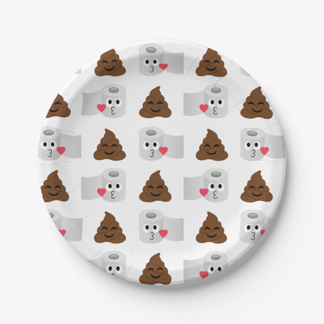 poop emoji and toilet tissue paper plates (Front)