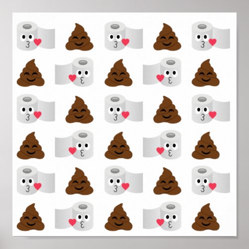 poop emoji and toilet tissue paper poster