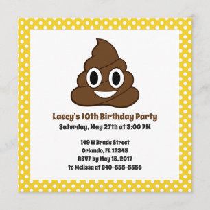 Poop Emoji Birthday Invitattion Invitation