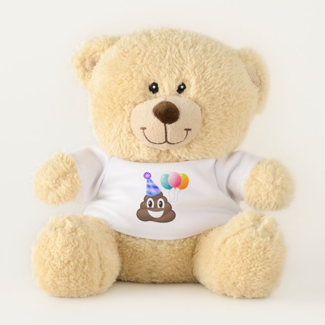 Poop Emoji Birthday Teddy Bear (Front)