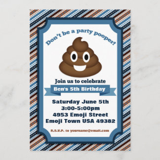 Poop Emoji Boy Birthday Invitation