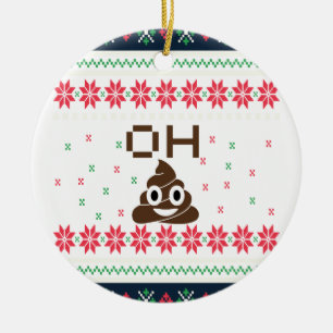 Poop emoji ceramic ornament
