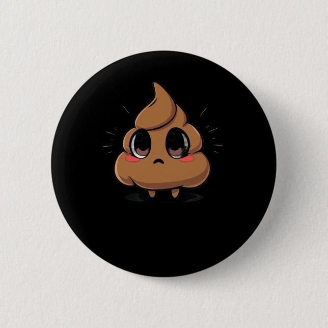 Poop Emoji Chibi Sticker  Button (Front)