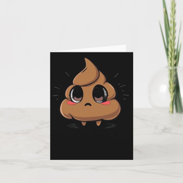 Poop Emoji Chibi Sticker  Card (Front)