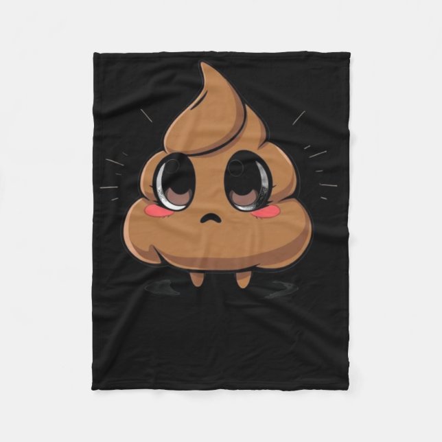 Poop Emoji Chibi Sticker  Fleece Blanket (Front)