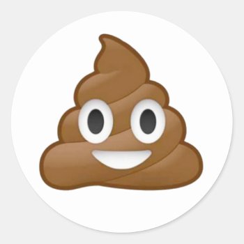 Poop Emoji Classic Round Sticker by OblivionHead at Zazzle