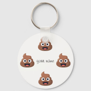 Poop Emoji Face  and '' Your Name Here " Keychain