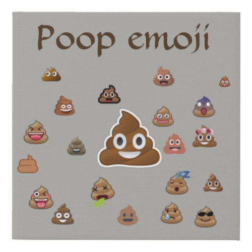 Poop Emoji Faux Canvas Print