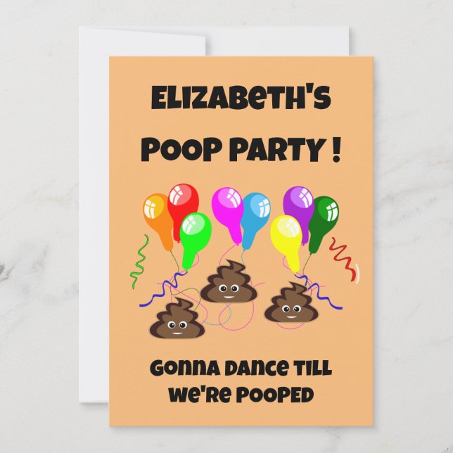 POOP emoji happy birthday party Invitation (Front)
